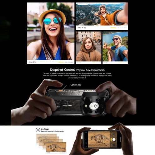  Téléphone robuste Ulefone Armor 28 Pro, 16 Go + 512 Go, vision nocturne, 10 600 mAh, écrans 6,67 pouces + 1,04 pouce, Android 15, MediaTek Dimensity 7300 Octa Core, réseau : 5G, NFC (noir) SU891B1607-025